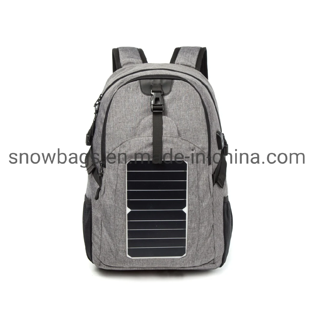 Gray and Black Color Laptop Backpack with Solar Camping