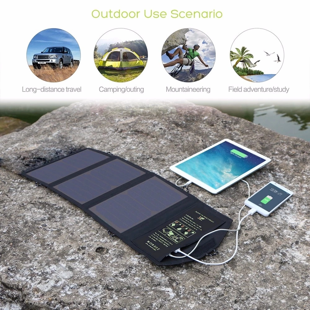 21W Sunpower Foldable USB Mobile Phone Power Bank Portable Solar Charger Bag Factory Original