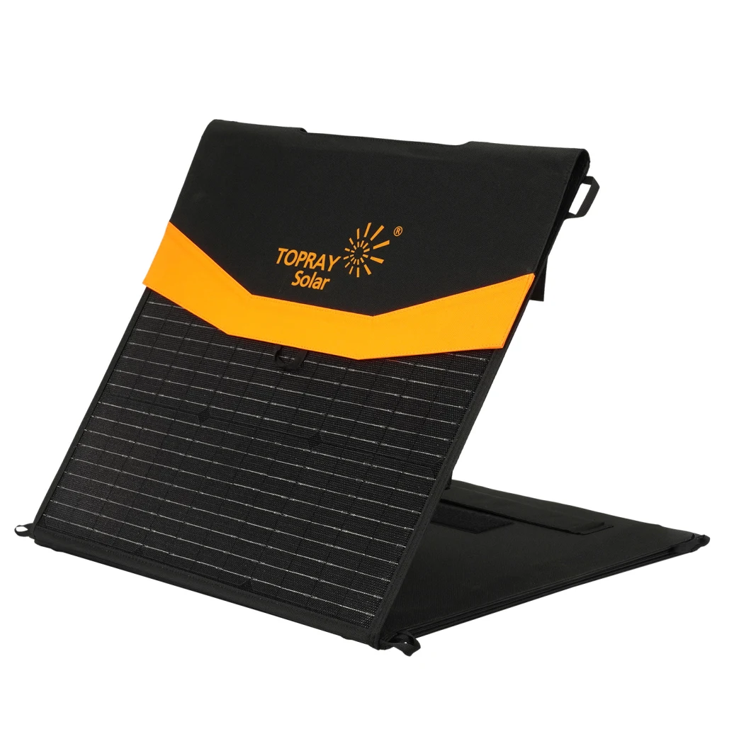 Topray Solar 200W Portable Solar Panel Kit with Adjustable Foot Pedal, Solar Cell Foldable 3-in-1 Output Cords Solar Panel Charger for Homes Outdoor